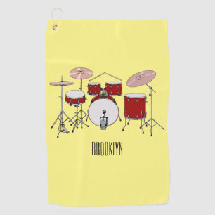 Drum kit cartoon illustration golf towel