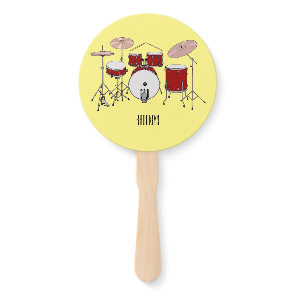 Drum kit cartoon illustration  hand fan
