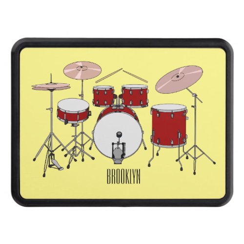 Drum kit cartoon illustration  hitch cover