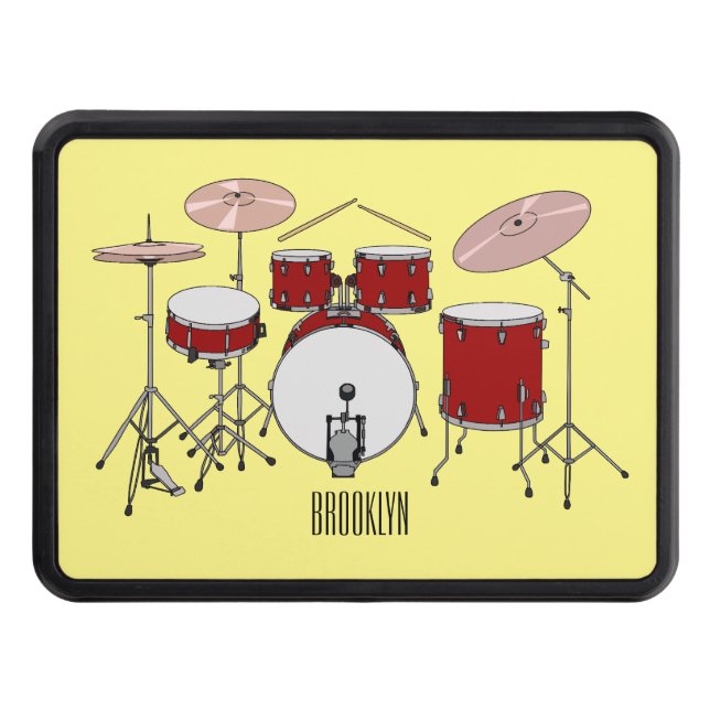 Drum kit cartoon illustration  hitch cover (Front)