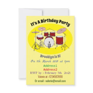 Drum kit cartoon illustration invitation