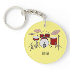 Drum kit cartoon illustration  keychain