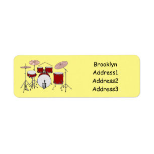 Drum kit cartoon illustration label