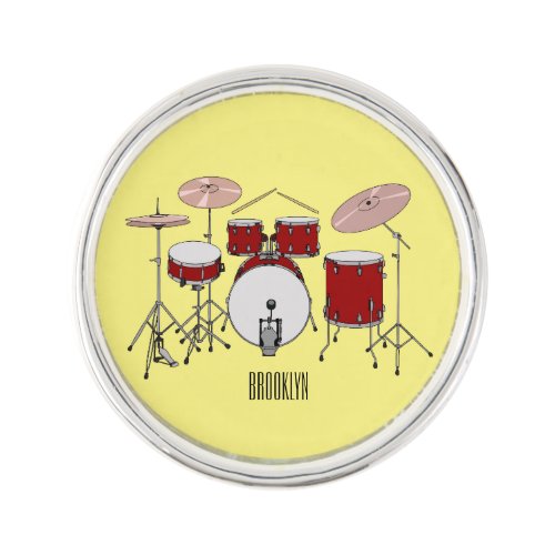 Drum kit cartoon illustration  lapel pin