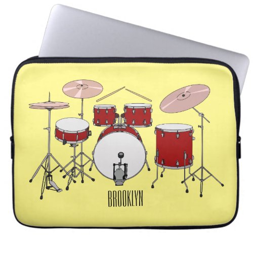 Drum kit cartoon illustration  laptop sleeve