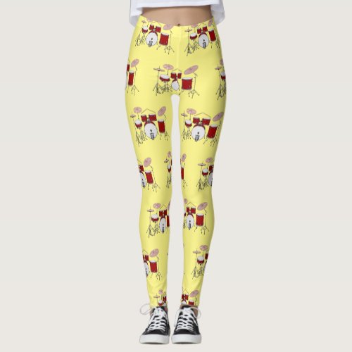 Drum kit cartoon illustration  leggings