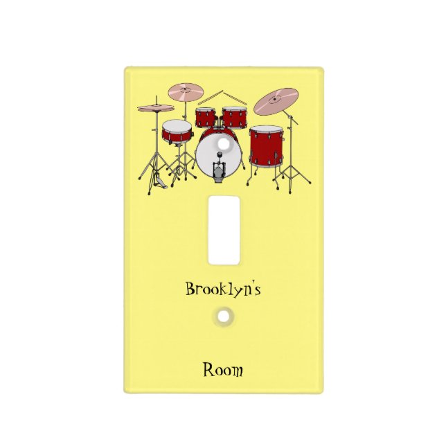 Drum kit cartoon illustration light switch cover (Front)