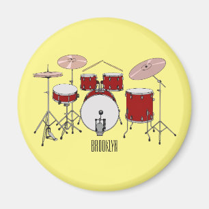 Drum kit cartoon illustration  magnet