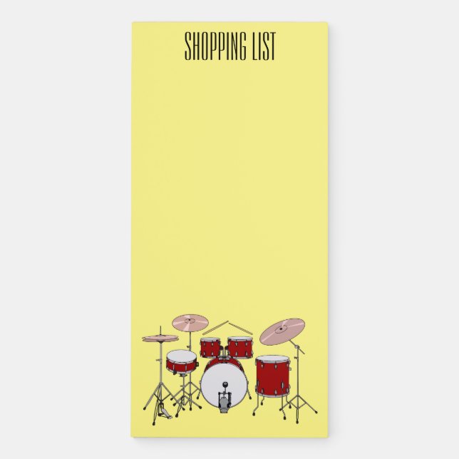 Drum kit cartoon illustration  magnetic notepad (Front)