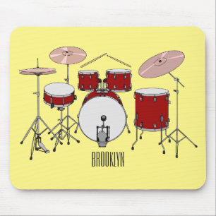 Drum kit cartoon illustration mouse pad