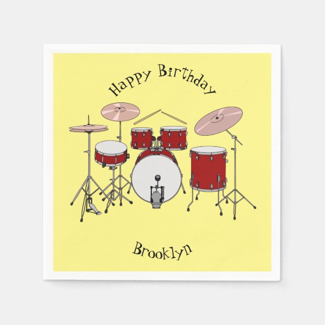 Drum kit cartoon illustration napkins (Front)