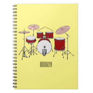 Drum kit cartoon illustration notebook