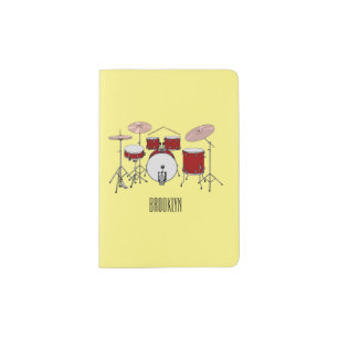 Drum kit cartoon illustration  passport holder