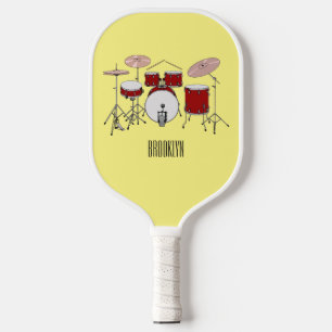 Drum kit cartoon illustration  pickleball paddle