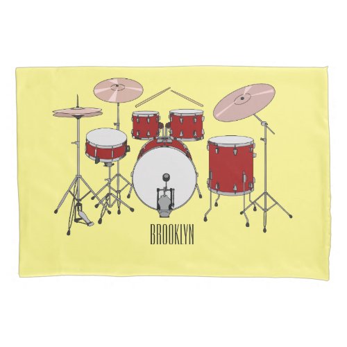 Drum kit cartoon illustration  pillow case