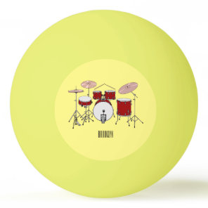 Drum kit cartoon illustration  ping pong ball