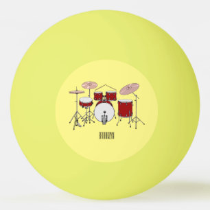Drum kit cartoon illustration  ping pong ball