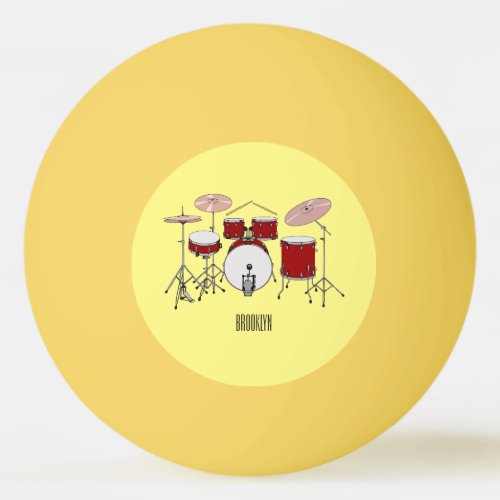 Drum kit cartoon illustration  ping pong ball