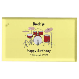 Drum kit cartoon illustration place card holder
