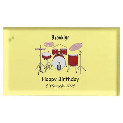 Drum kit cartoon illustration place card holder