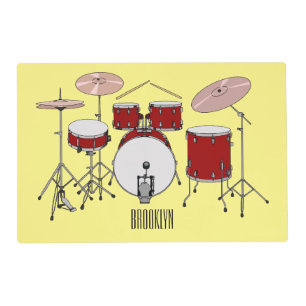 Drum kit cartoon illustration placemat
