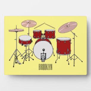 Drum kit cartoon illustration plaque