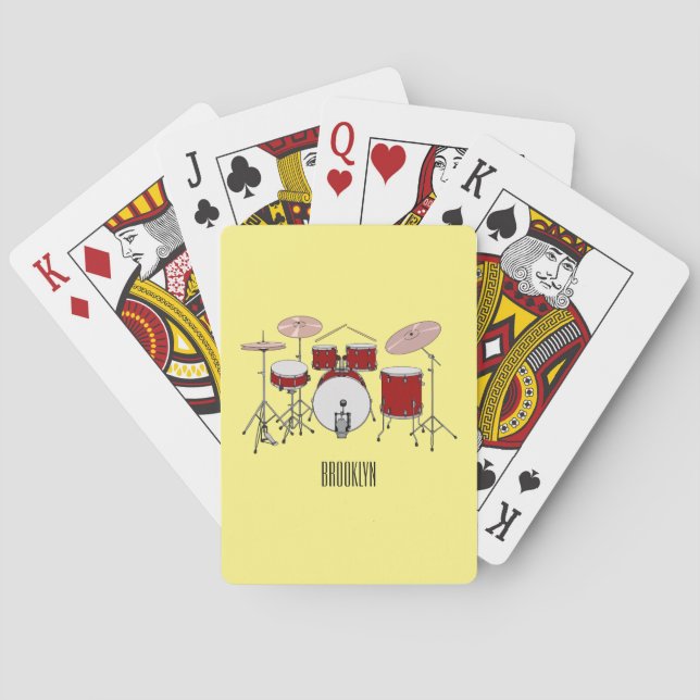 Drum kit cartoon illustration  poker cards (Back)