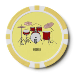 Drum kit cartoon illustration  poker chips