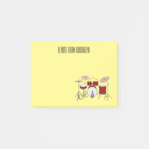 Drum kit cartoon illustration post-it notes