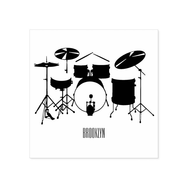 Drum kit cartoon illustration rubber stamp (Imprint)