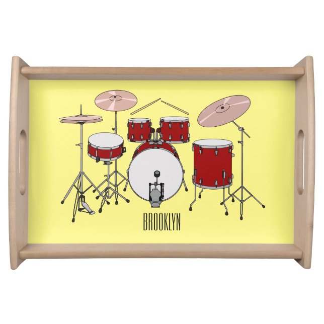 Drum kit cartoon illustration  serving tray (Front)