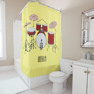 Drum kit cartoon illustration shower curtain