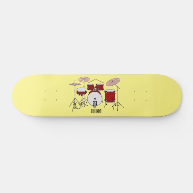 Drum kit cartoon illustration  skateboard (Horz)