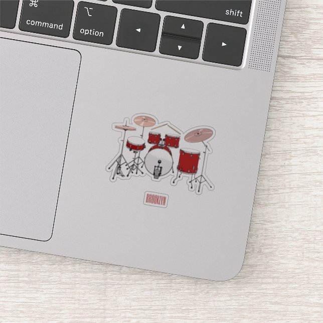 Drum kit cartoon illustration sticker (Detail)