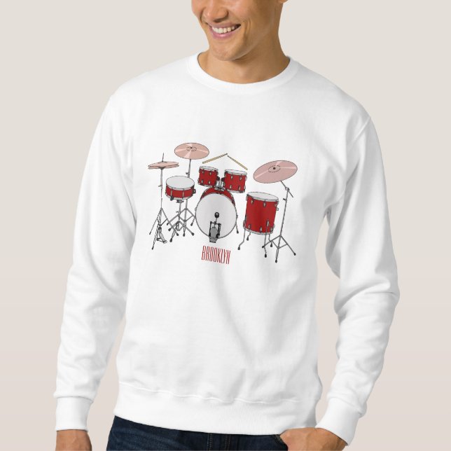 Drum kit cartoon illustration  sweatshirt (Front)