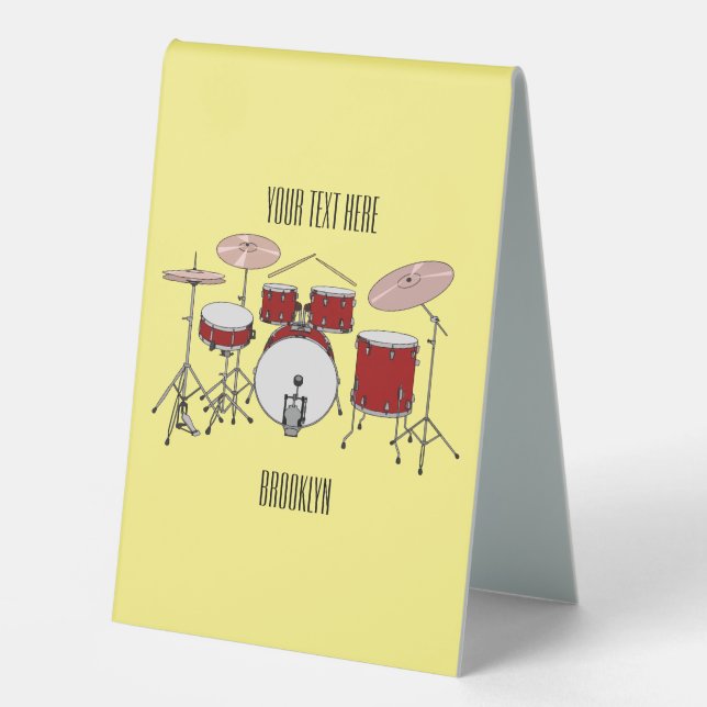 Drum kit cartoon illustration  table tent (Front)