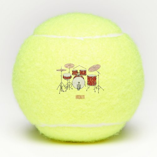 Drum kit cartoon illustration  tennis balls