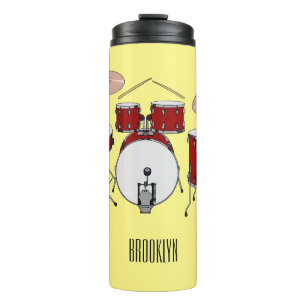 Drum kit cartoon illustration  thermal tumbler