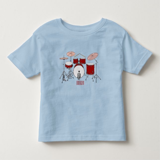 Drum kit cartoon illustration  toddler t-shirt (Front)