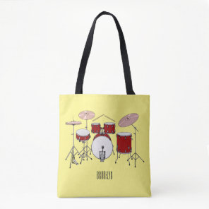 Drum kit cartoon illustration  tote bag