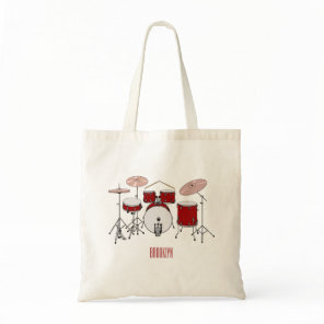 Drum kit cartoon illustration  tote bag