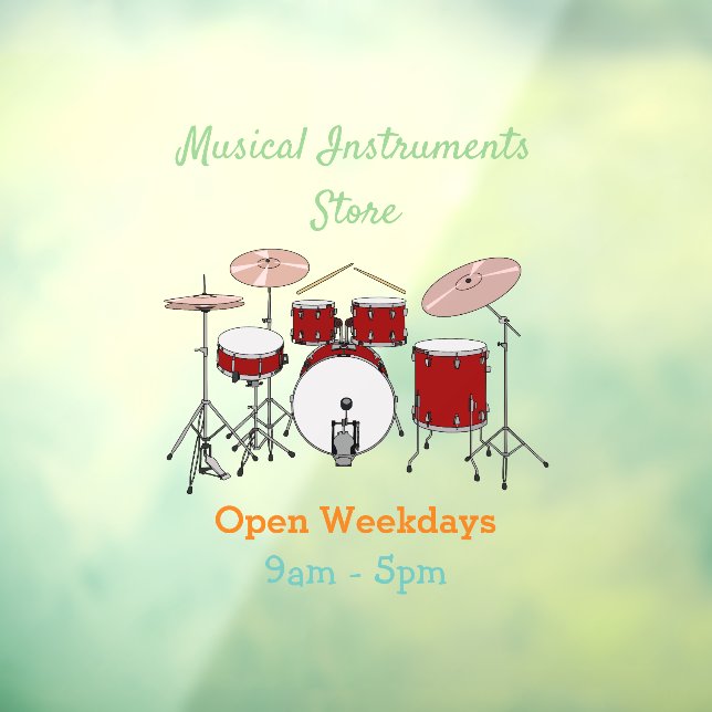 Drum kit cartoon illustration window cling (Sheet 3)