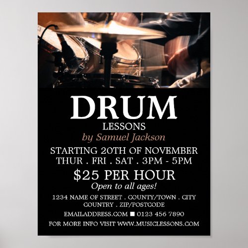 Drum Kit Drum Lessons Advertising Poster