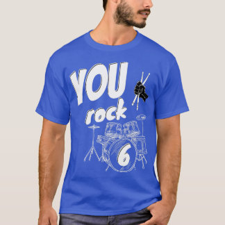 Drum Kit Drummer 6 Years 6th Birthday Boys Girls T-Shirt