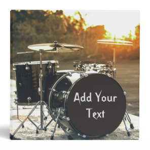 Drum Kit Drummer Rock  Personalize Customize 3 Ring Binder