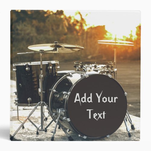 Drum Kit Drummer Rock  Personalize Customize 3 Ring Binder