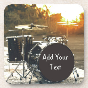 Drum Kit Drummer Rock  Personalize Customize Beverage Coaster