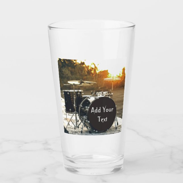 Drum Kit Drummer Rock  Personalize Customize Glass (Front)