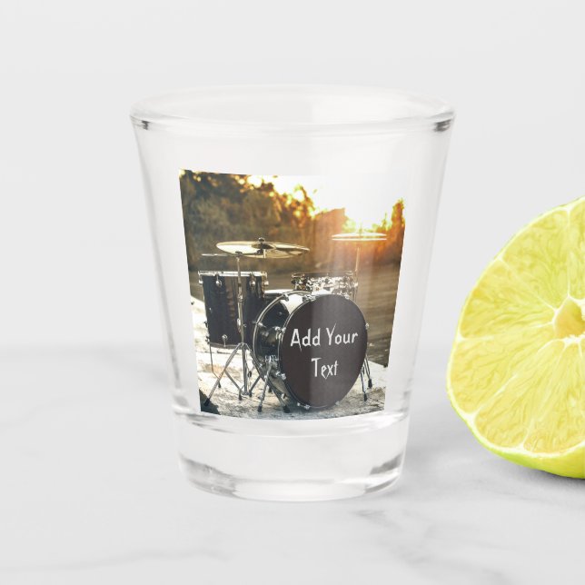 Drum Kit Drummer Rock  Personalize Customize Shot Glass (Front)