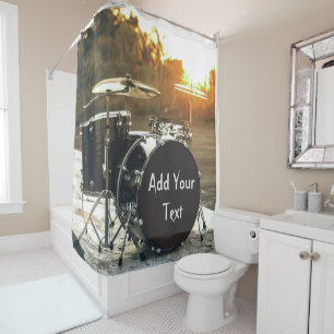 Drum Kit Drummer Rock  Personalize Customize Shower Curtain